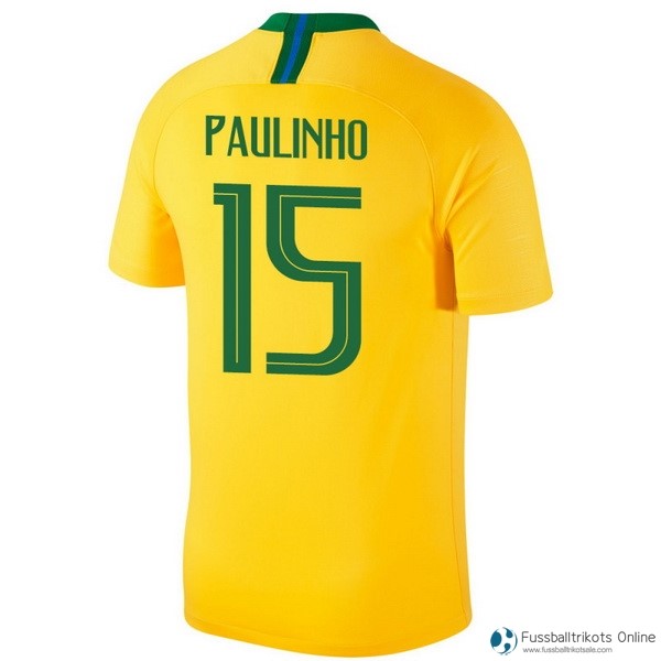 Brasilien Trikot Heim Paulinho 2018 Gelb Fussballtrikots Günstig